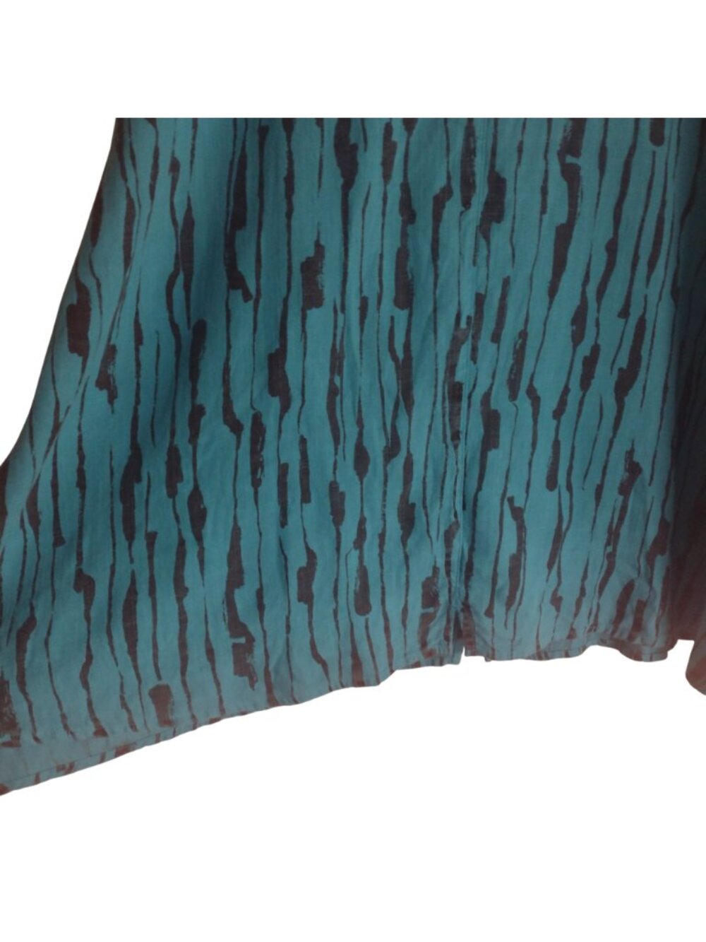 Kleen Linen Blend Blouse 2X NEW Marine Teal Blue Striped Relaxed Fit Top - Picture 5 of 10